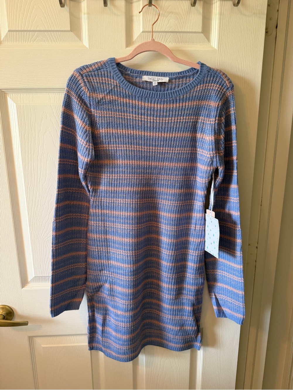 Sweet Rain Striped Knit Mini Dress - Blue & Pink